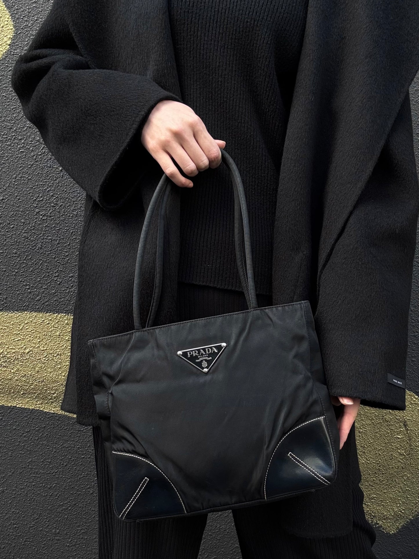 PRADA Black Nylon Tote Shoulder Bag (With Dust Bag)