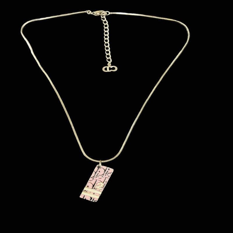 DIOR Trotter Plate Logo Necklace, Silver-tone Hardware. DIOR Silver-tone Alloy Necklace.