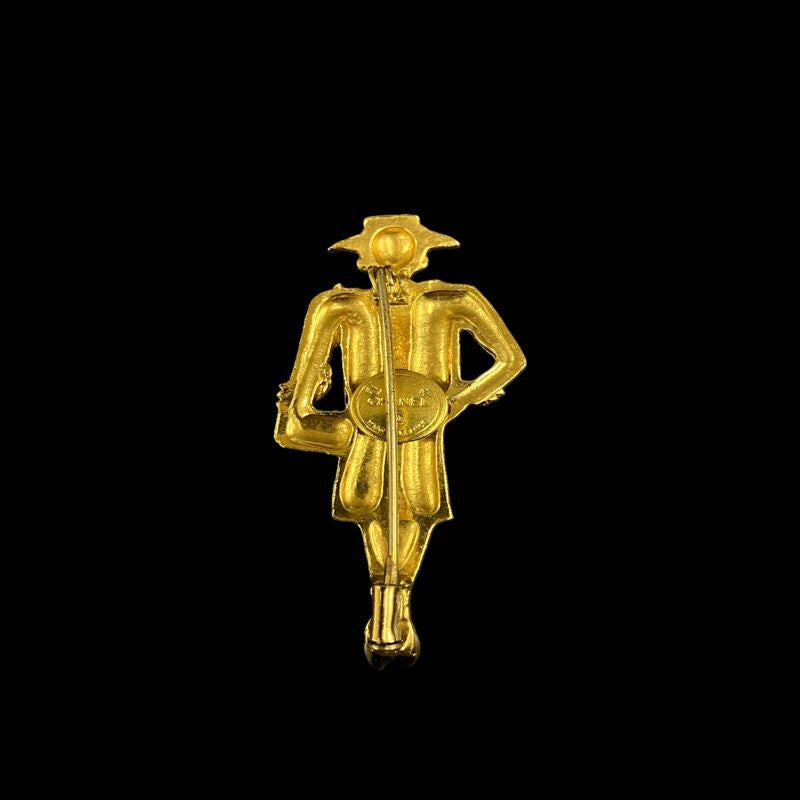 CHANEL Brooch, Coco Chanel Figure, Gold-tone Hardware. CHANEL Gold-tone Alloy Coco Chanel Brooch.