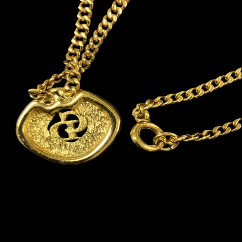 DIOR Necklace, Gold-tone Hardware, Rhinestone, Gold Plated. DIOR Gold-tone Alloy CD Necklace, No Engraving.