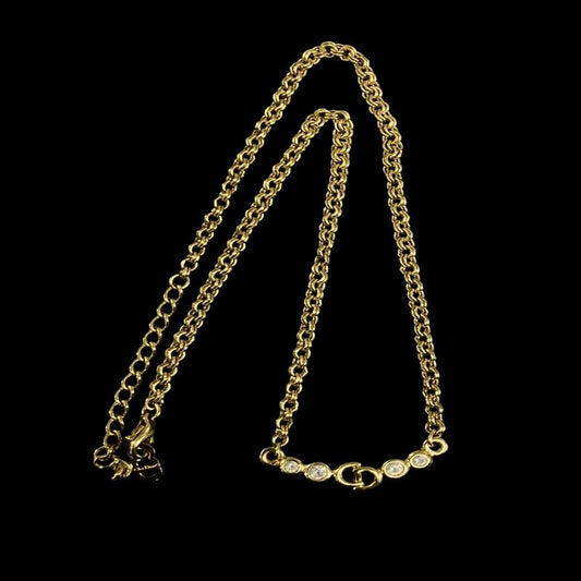 DIOR Necklace, Rhinestone, Gold-Tone Hardware | DIOR Gold Alloy Diamond Necklace