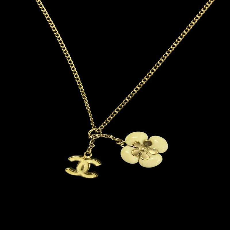 CHANEL Camellia Necklace, Gold-Tone Hardware | CHANEL Gold Alloy Logo Necklace