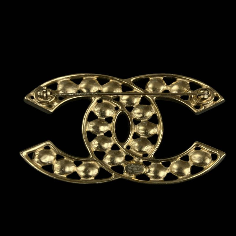 CHANEL Brooch, Faux Pearl, Black/White, Gold-Tone Hardware | CHANEL Gold Alloy