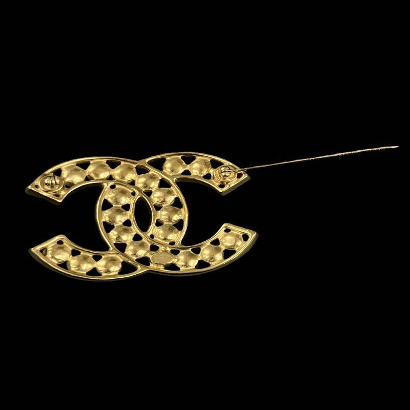 CHANEL Brooch, Faux Pearl, Black/White, Gold-Tone Hardware | CHANEL Gold Alloy