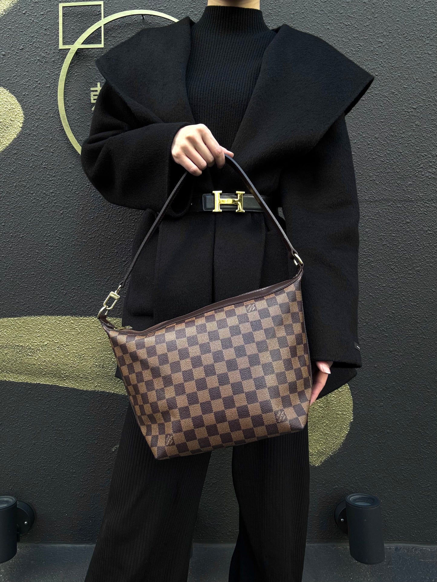 LOUIS VUITTON Irovo MM Damier Ebene Handbag, Brown