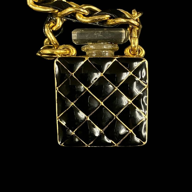 CHANEL Perfume Bottle Pendant Necklace, Gold-Tone Hardware CHANEL Gold-Tone Alloy Leather & Chain Perfume Bottle Sweater Necklace