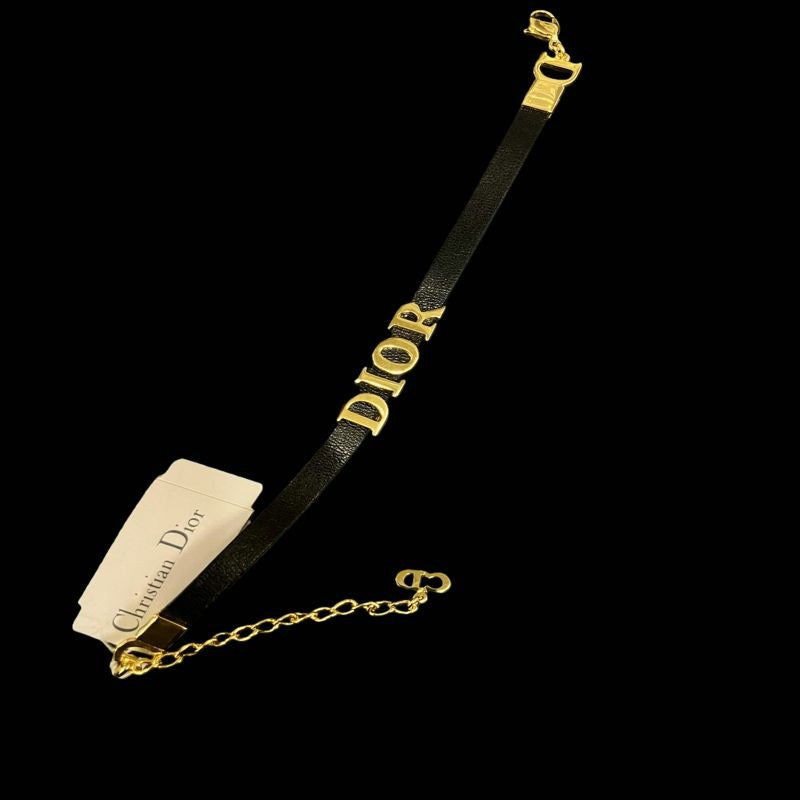 DIOR Dior Bracelet, Black with Gold-Tone Hardware, DIOR Black Bracelet