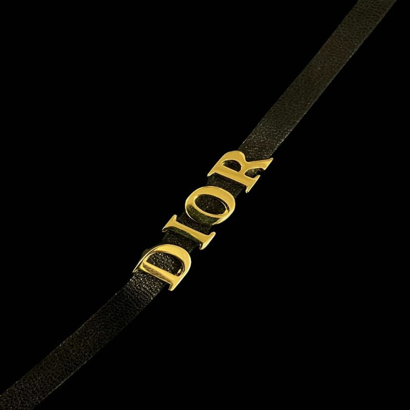 DIOR Dior Bracelet, Black with Gold-Tone Hardware, DIOR Black Bracelet