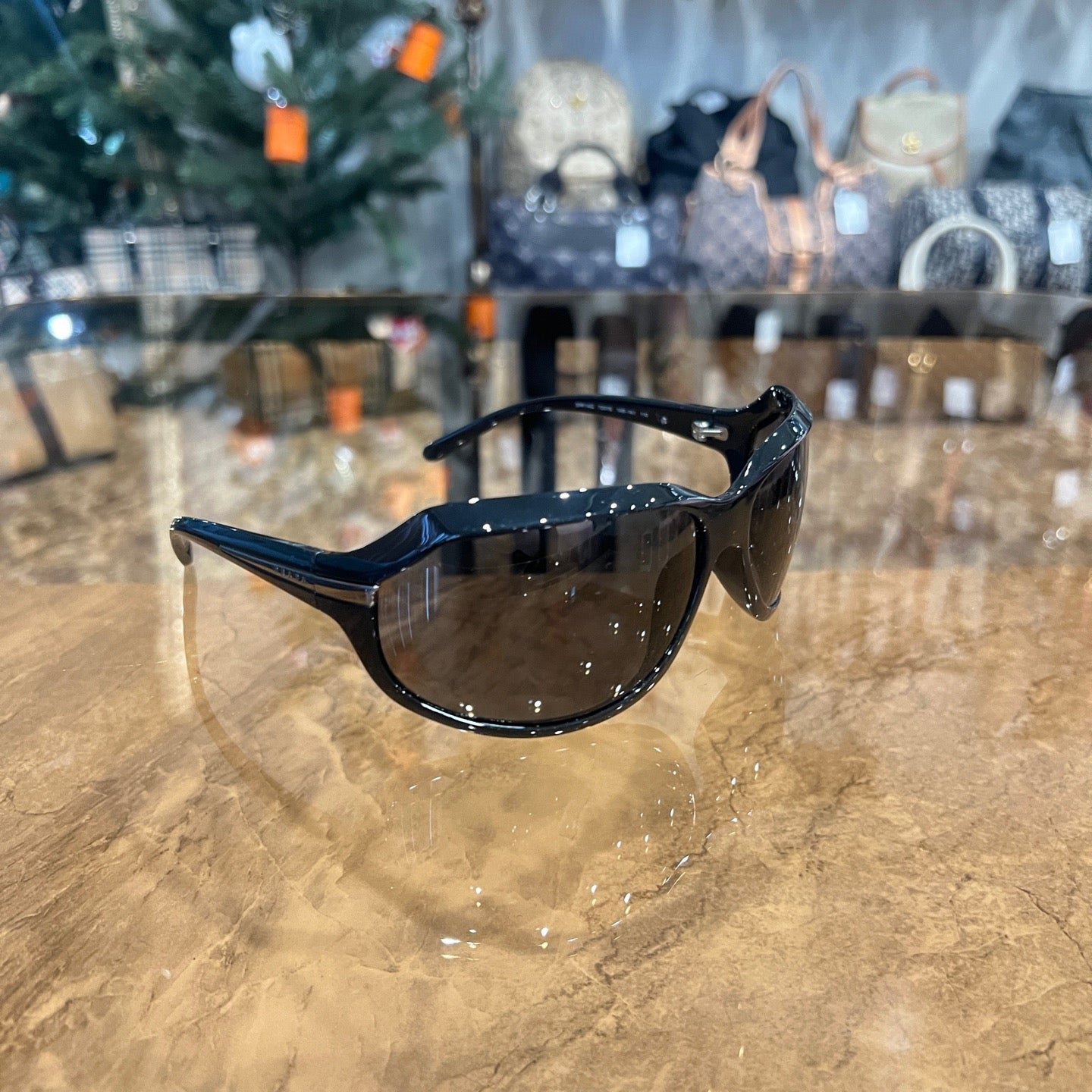 PRADA Prada Sunglasses, Black, with Box, Case, Card & Cloth, PRADA Black Resin Sunglasses