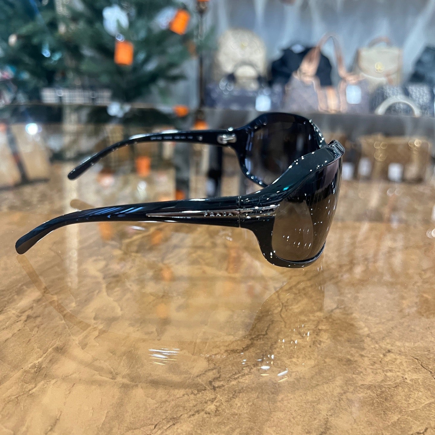 PRADA Prada Sunglasses, Black, with Box, Case, Card & Cloth, PRADA Black Resin Sunglasses