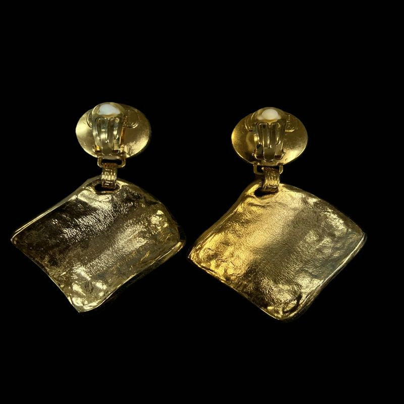 VERSACE Versace Earrings, Gold-Plated, Gold-Tone Hardware, with Box & Dust Bag, VERSACE Gold