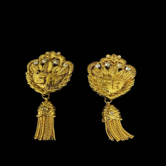 SR Earrings, Gold-Tone Hardware, Accessory, Clip-On Earrings
