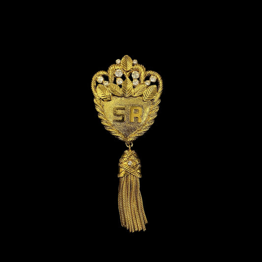 SR Brooch, Gold-Tone Hardware, Accessory, Brooch