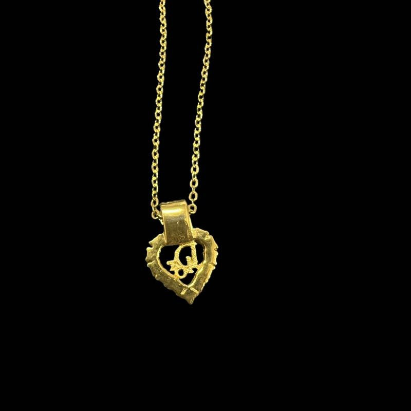Dior Necklace, Gold-plated, Gold-tone Hardware, Gold, Alloy with Rhinestones, Heart Necklace