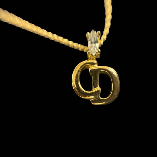 Dior Necklace, Gold-tone Hardware, Gold, Alloy with Rhinestones, Necklace
