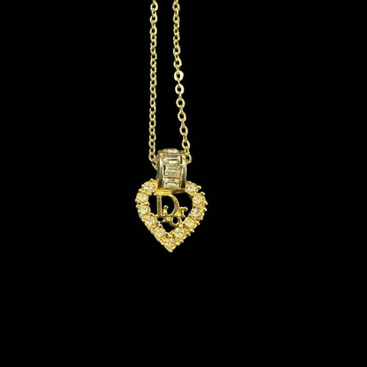 Dior Necklace, Gold-tone Hardware, Gold, Alloy with Rhinestones, Necklace
