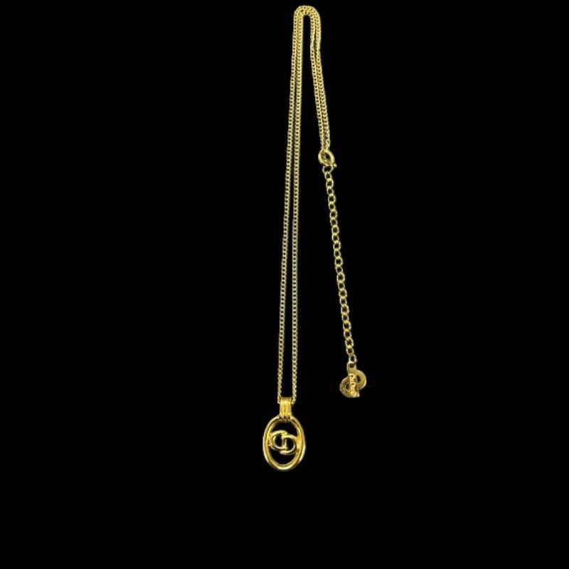 Dior Necklace, Gold-tone Hardware, Gold, Alloy with Rhinestones, Necklace