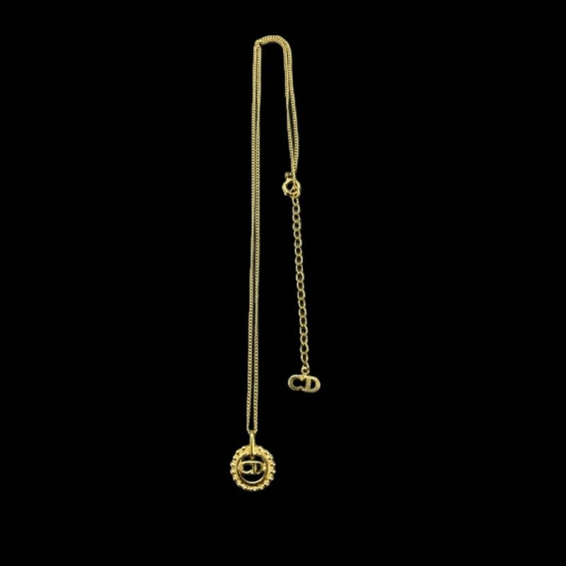 Dior Necklace, Gold-tone Hardware, Gold, Alloy with Rhinestones, Necklace