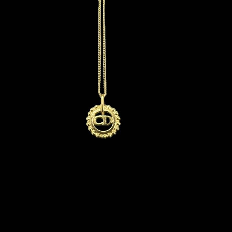 Dior Necklace, Gold-tone Hardware, Gold, Alloy with Rhinestones, Necklace
