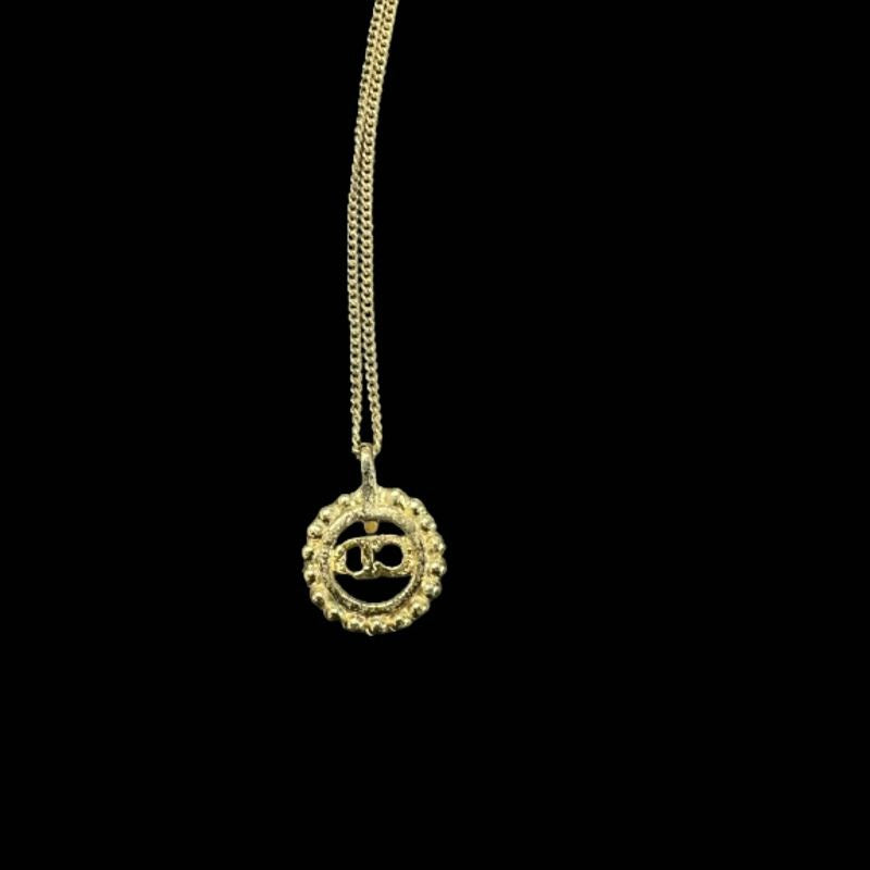Dior Necklace, Gold-tone Hardware, Gold, Alloy with Rhinestones, Necklace