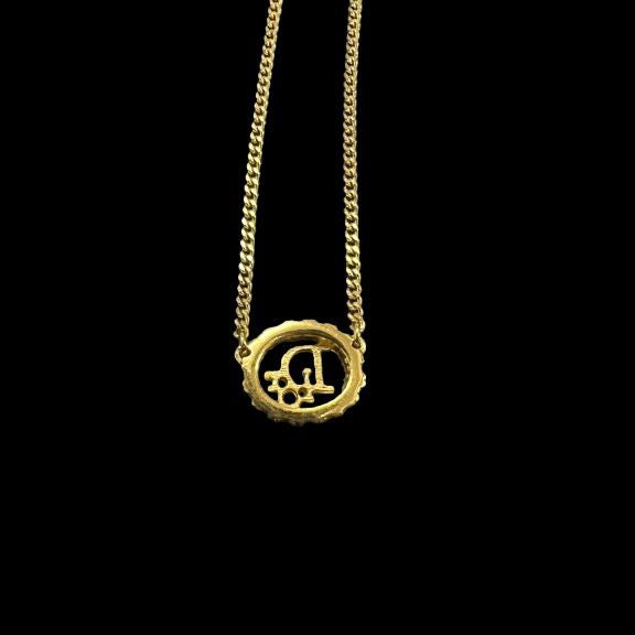 Dior Necklace, Gold-tone Hardware, Gold, Alloy with Rhinestones, Necklace