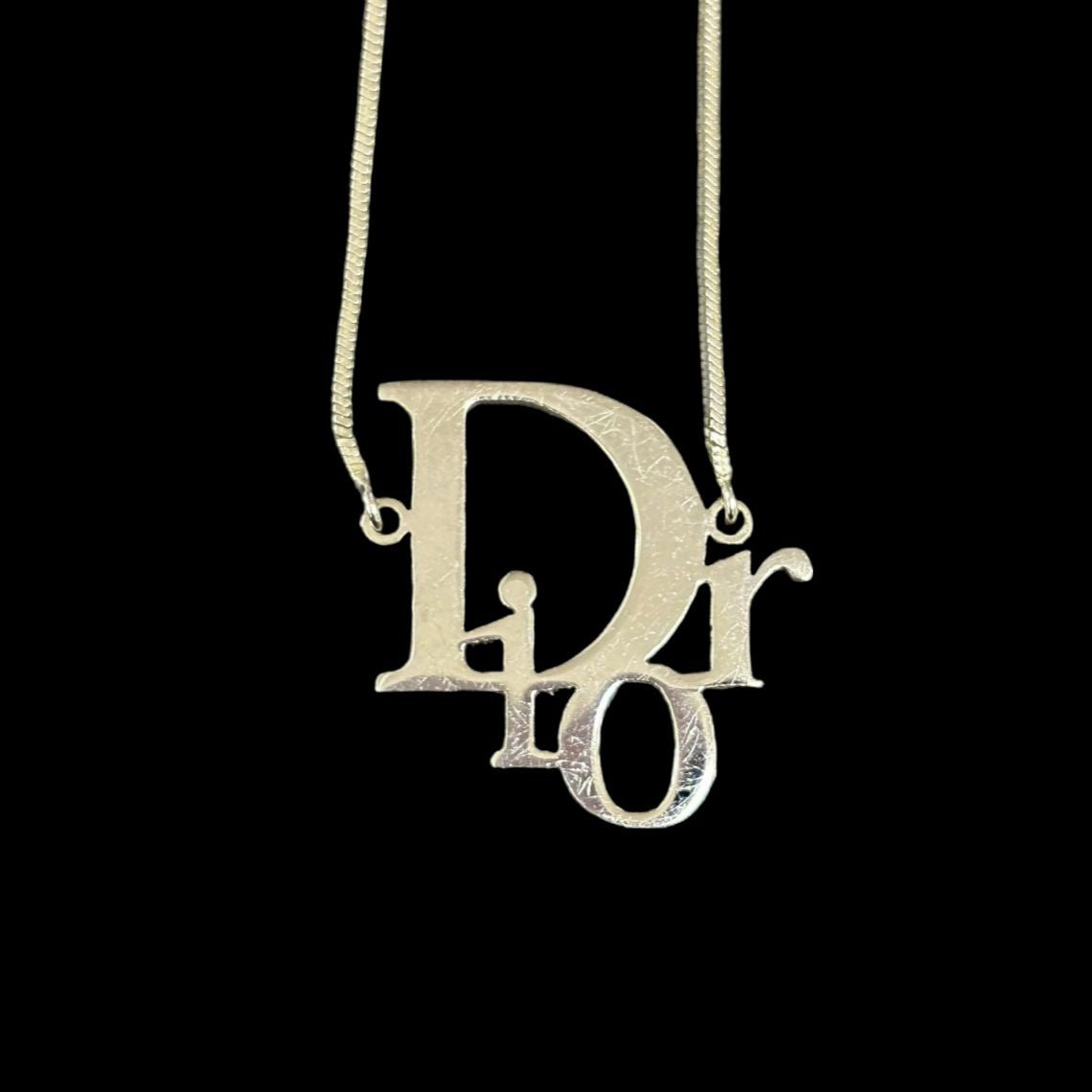 DIOR Dior Logo Necklace Silver Hardware DIOR Silver Alloy Logo Necklace