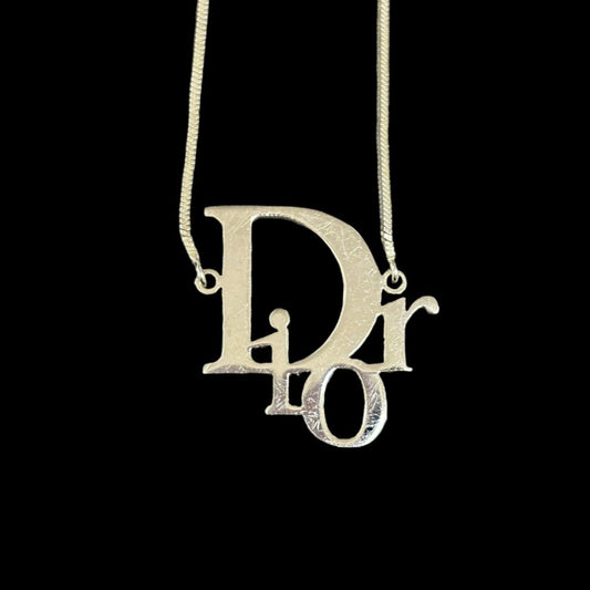 DIOR Dior Logo Necklace Silver Hardware DIOR Silver Alloy Logo Necklace