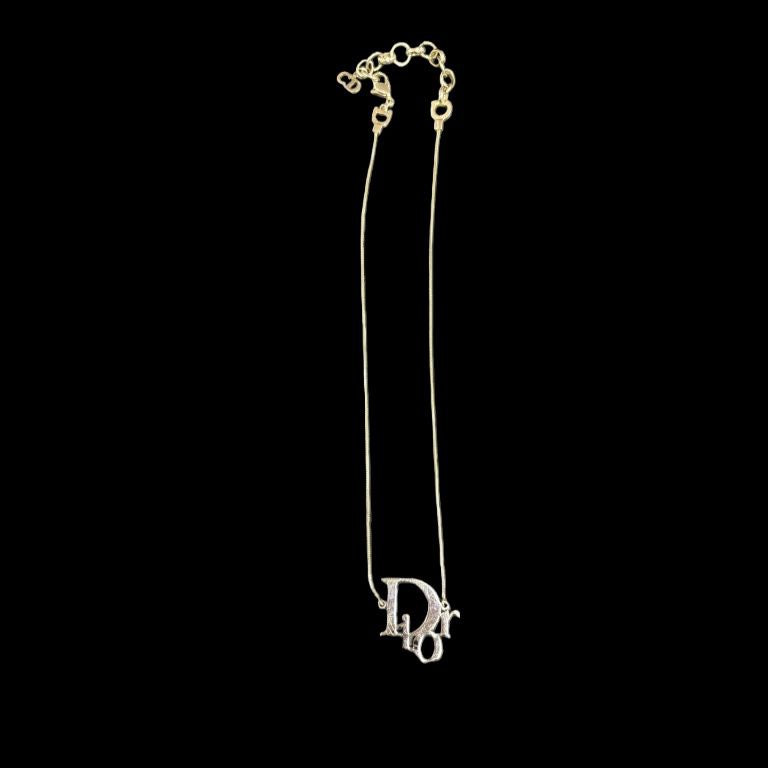 DIOR Dior Logo Necklace Silver Hardware DIOR Silver Alloy Logo Necklace