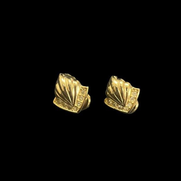 DIOR Dior Earrings Rhinestone Gold Hardware Gold Alloy Clip-On Earrings