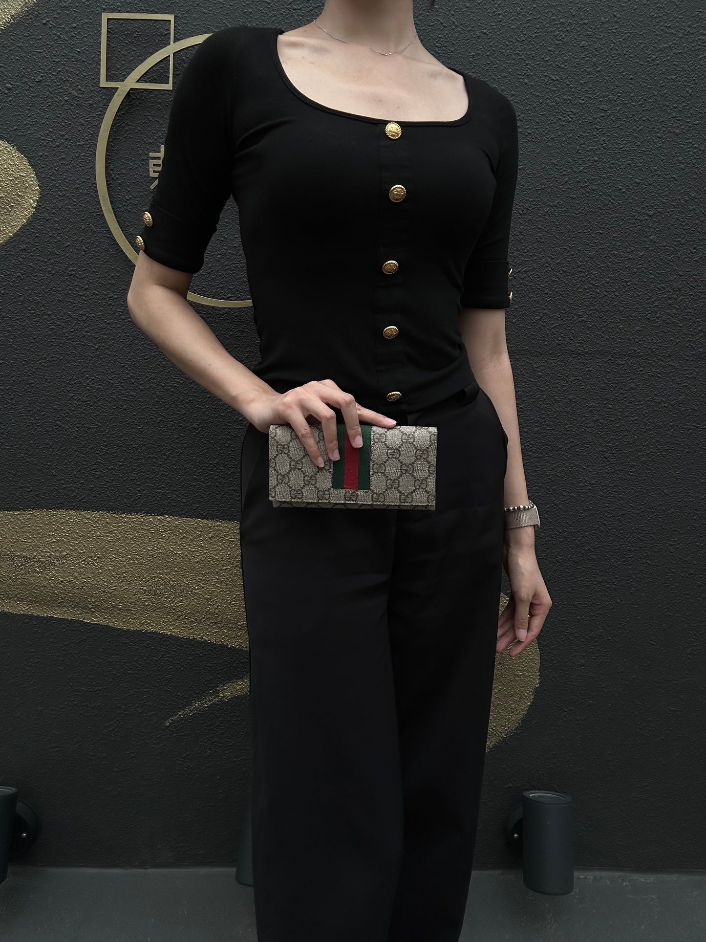 GUCCI GG Supreme GG Canvas Long Wallet Brown