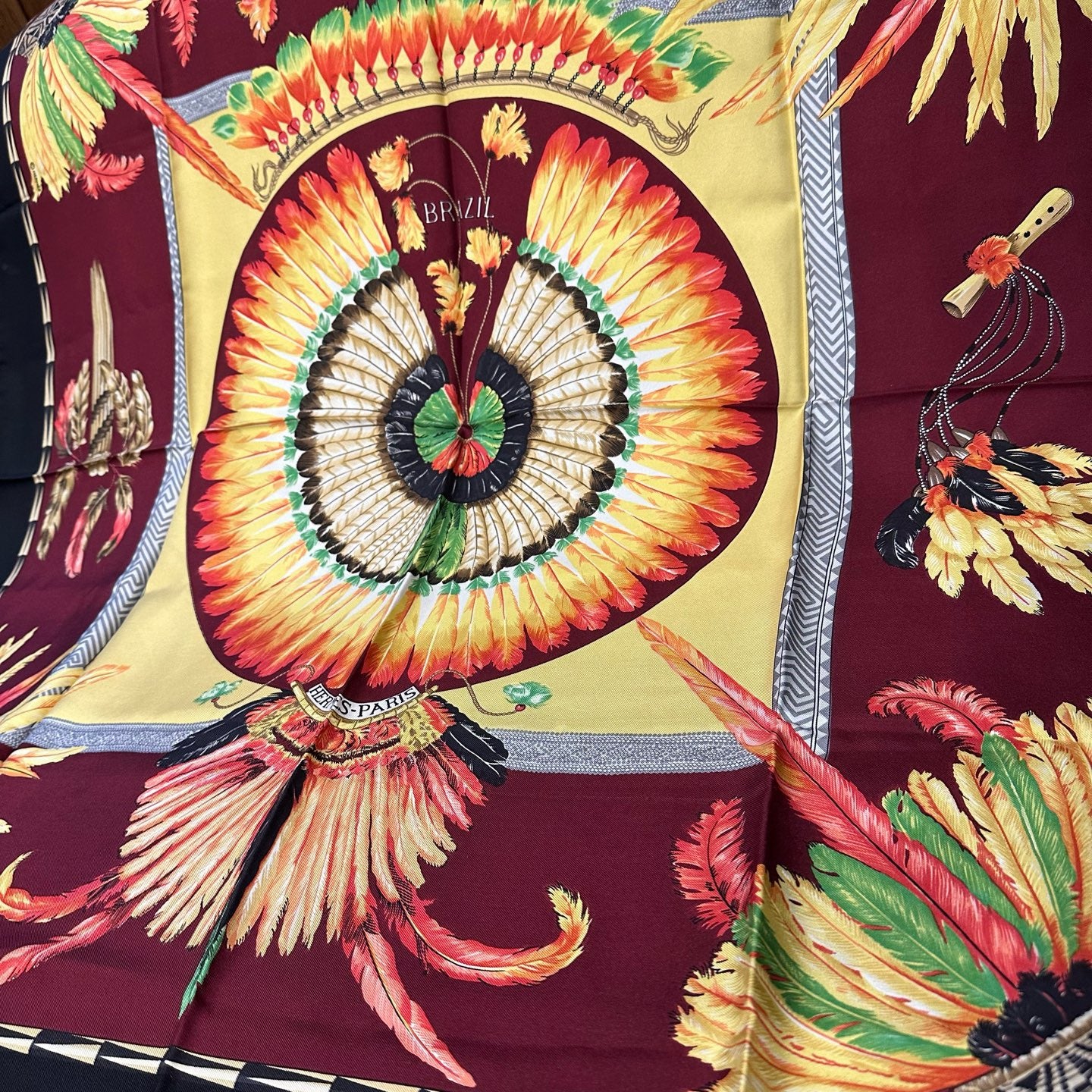 HERMES Scarf, Red, Hermes tag included, Burgundy