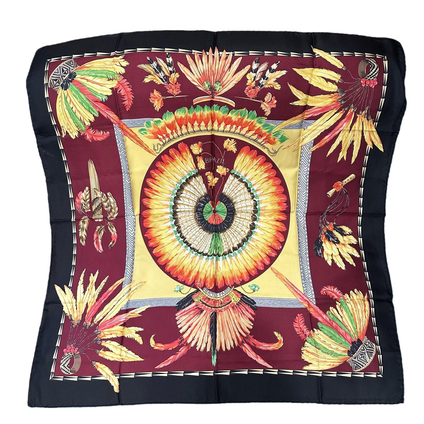 HERMES Scarf, Red, Hermes tag included, Burgundy