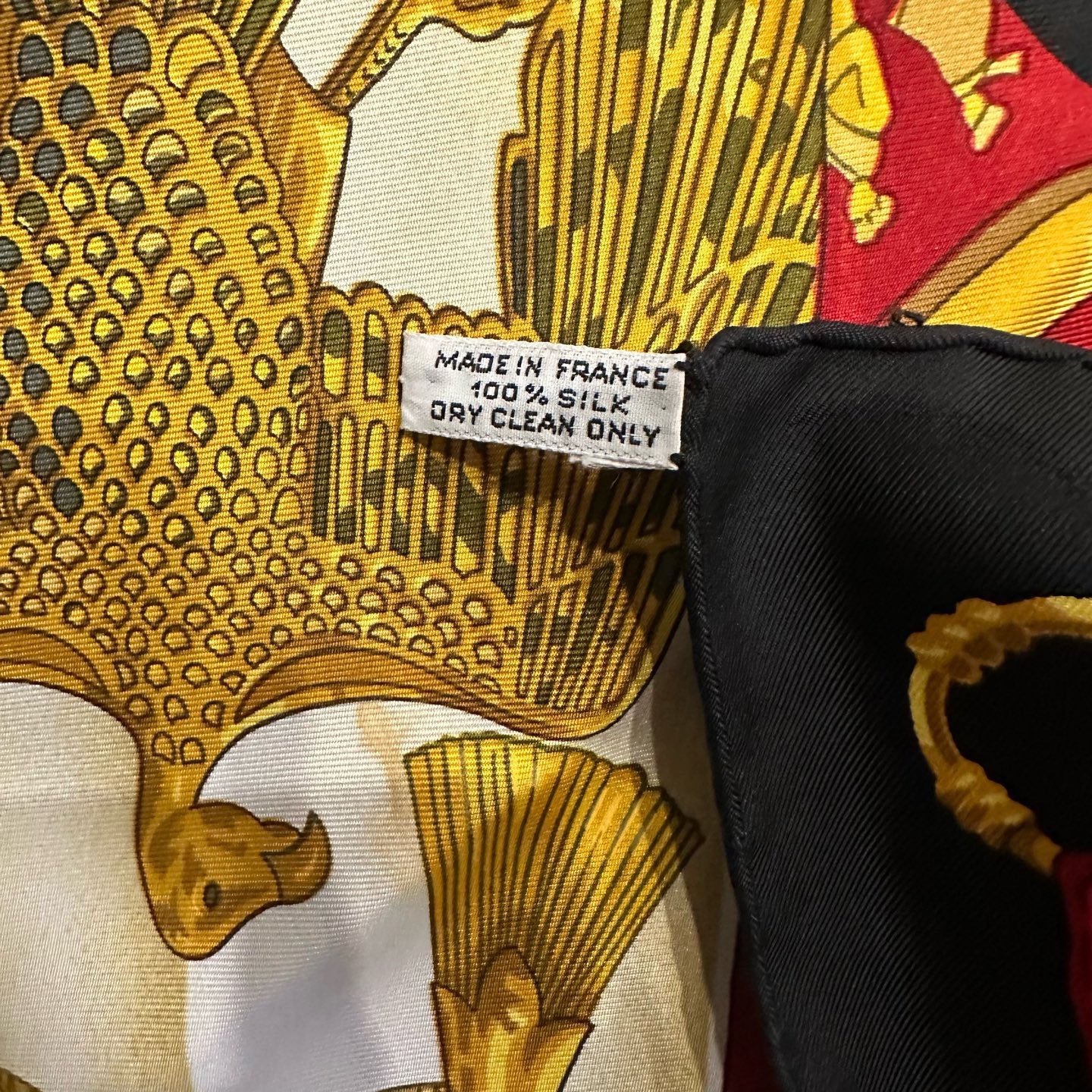 HERMES scarf, gold tone, with tag