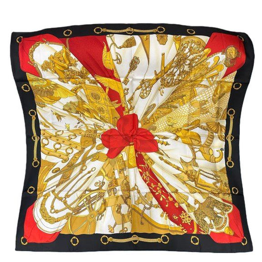 HERMES scarf, gold tone, with tag