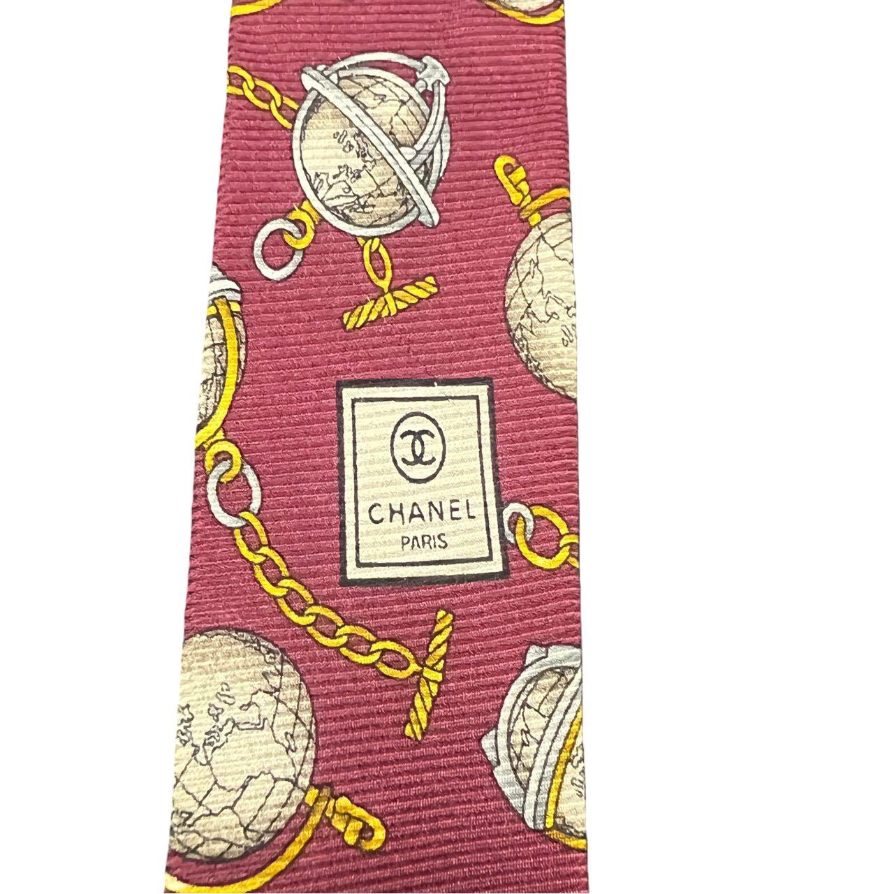 CHANEL tie, burgundy, with tag