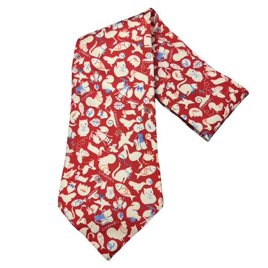 CHANEL Chanel Tie Red With Tag Cat