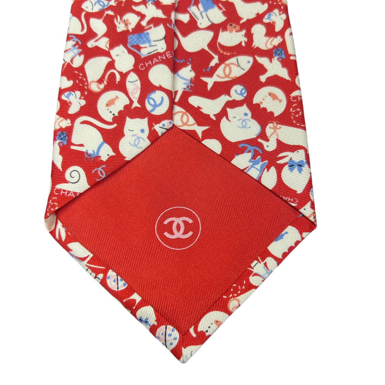 CHANEL Chanel Tie Red With Tag Cat