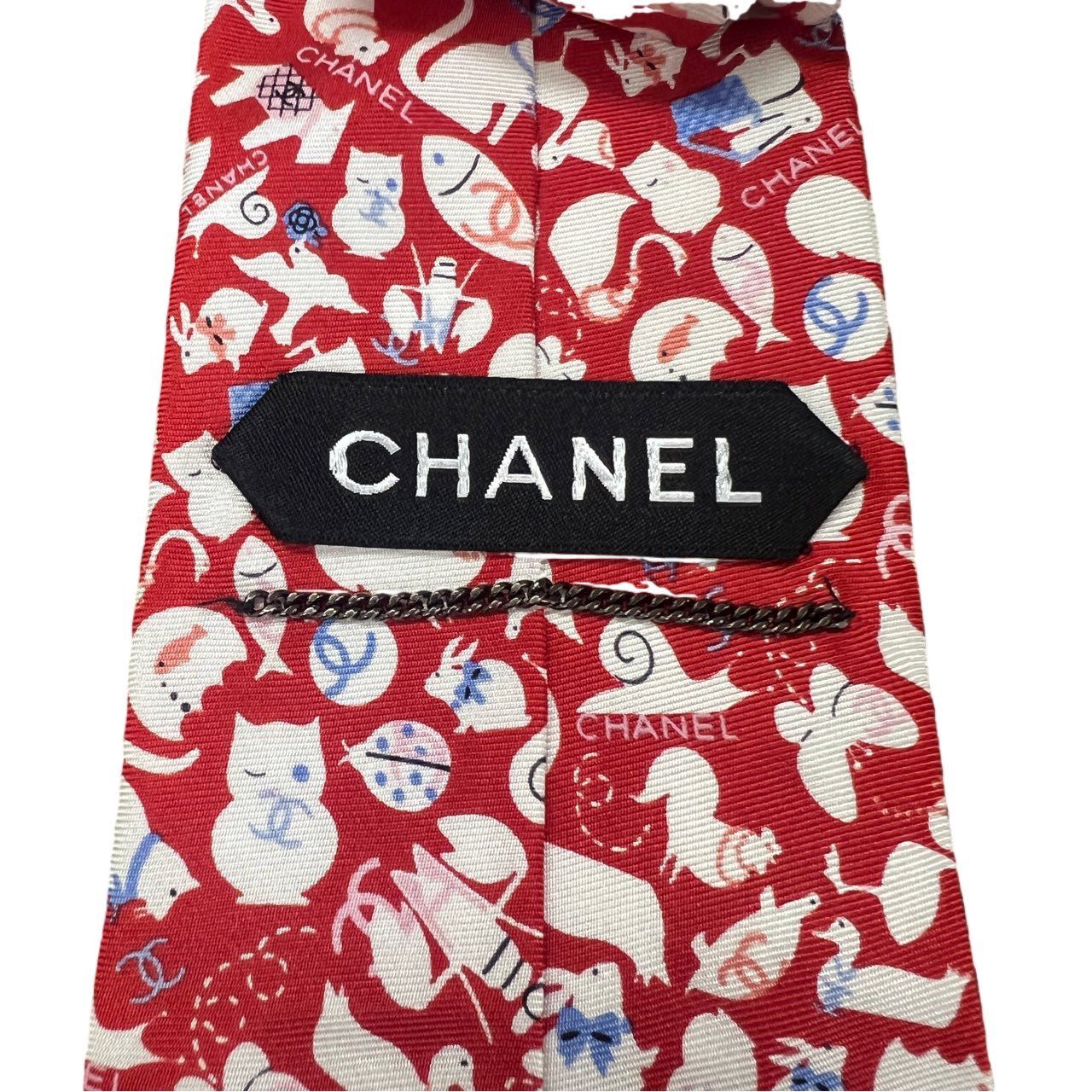 CHANEL Chanel Tie Red With Tag Cat