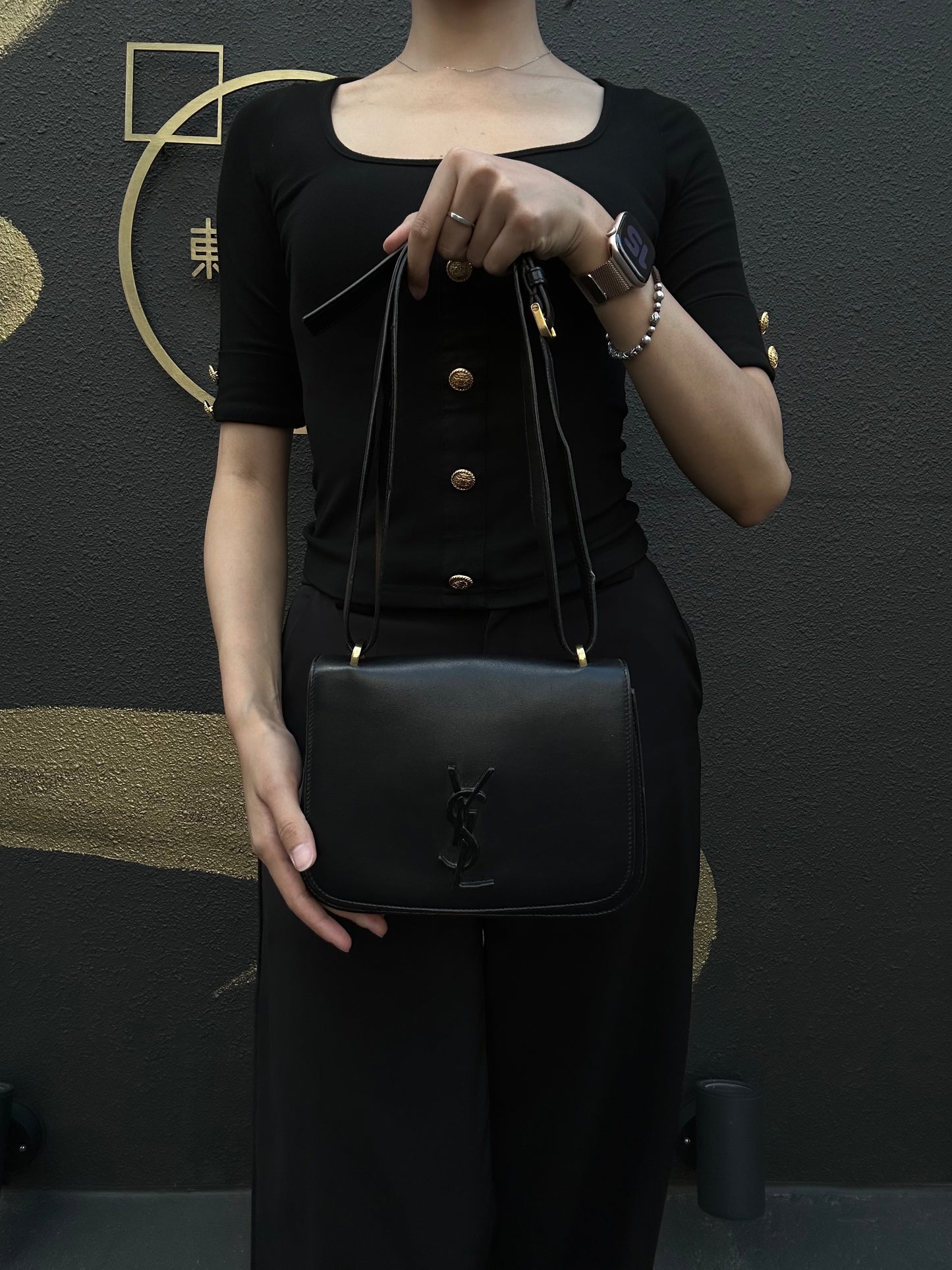 YSL Saint Laurent Shoulder Bag PVC Black
