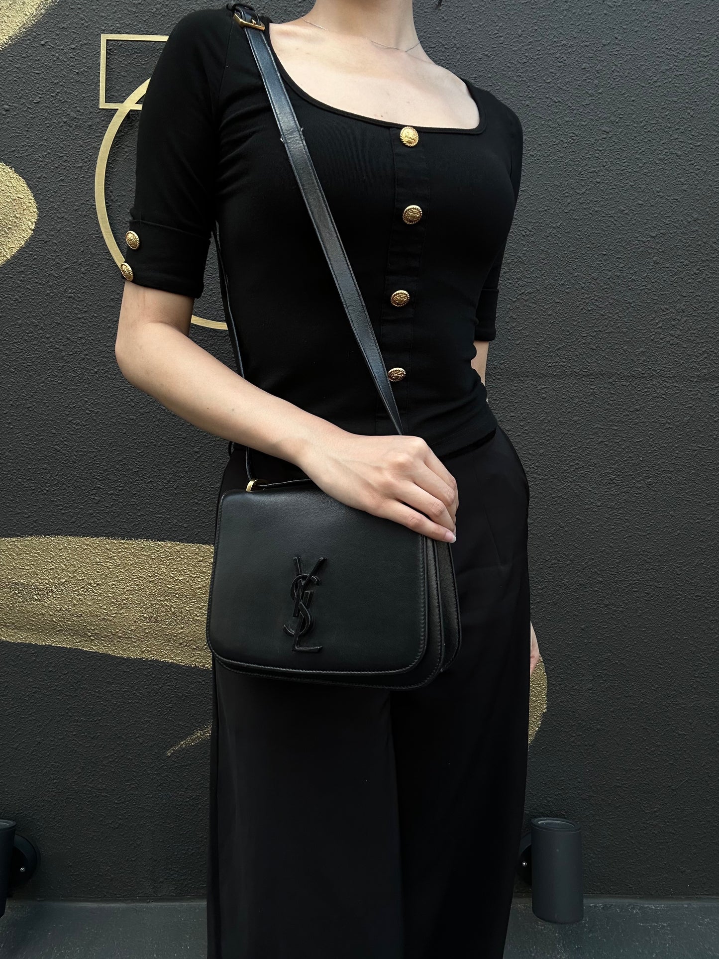 YSL Saint Laurent Shoulder Bag PVC Black