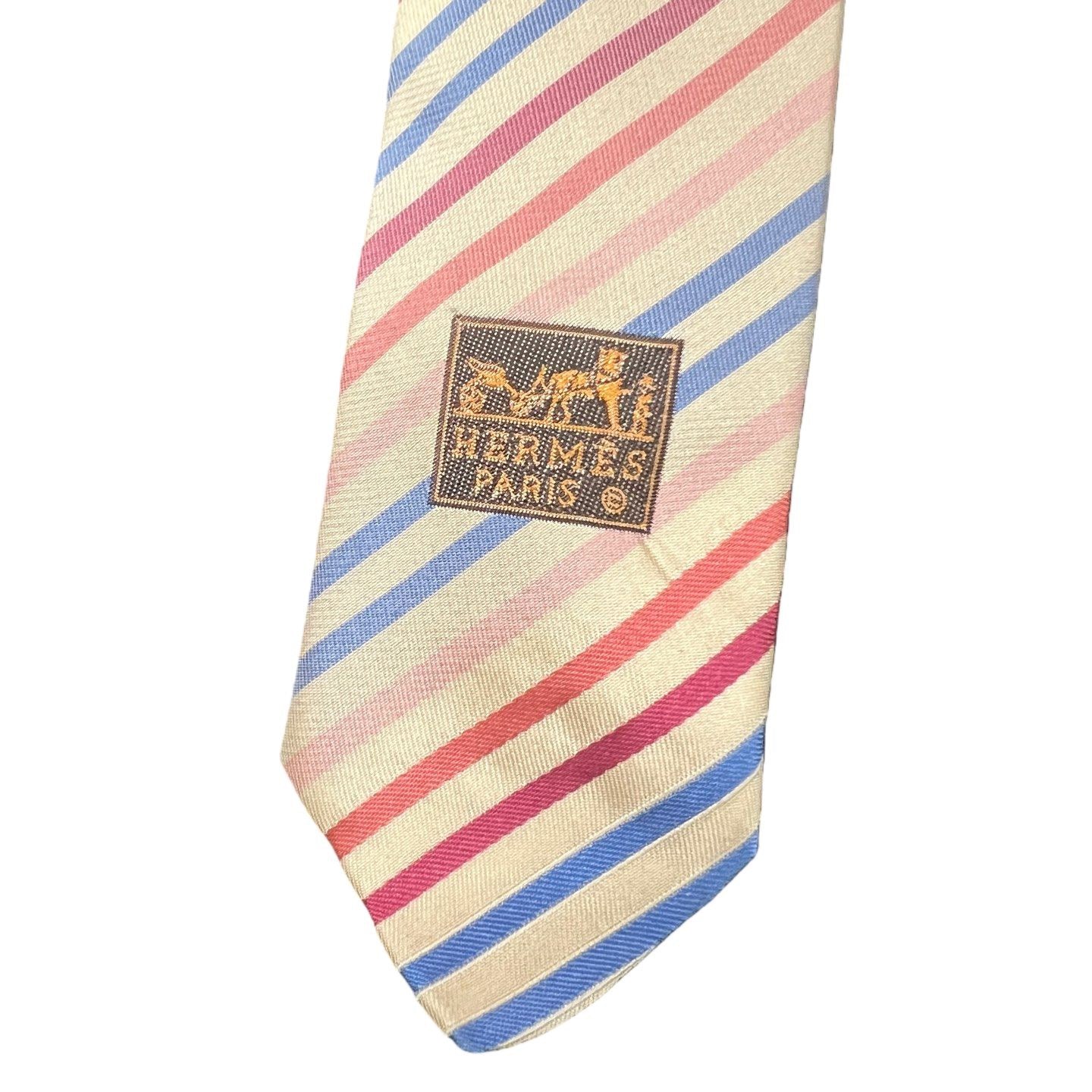 HERMES tie, white-toned, with tag