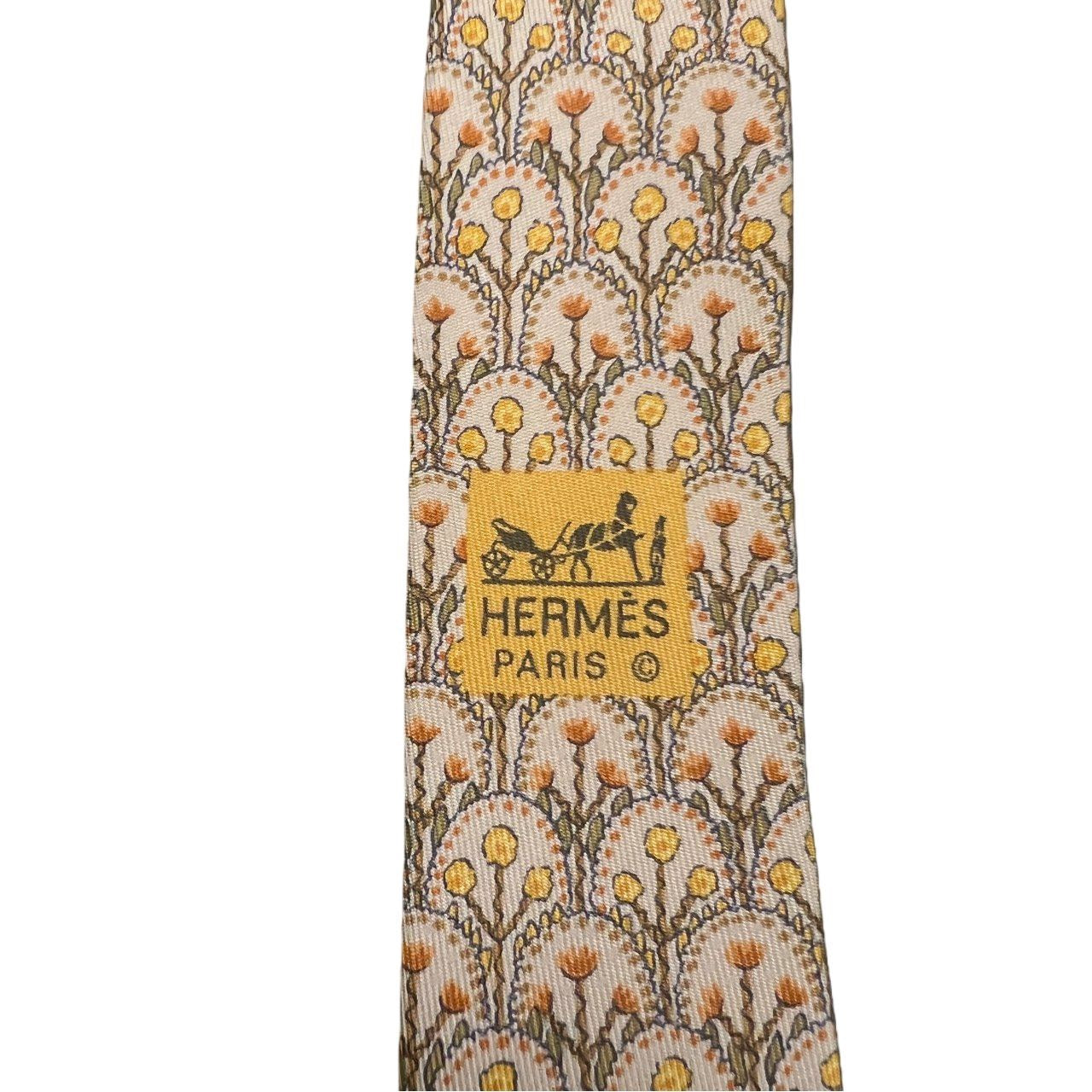 HERMES tie, beige, with tag