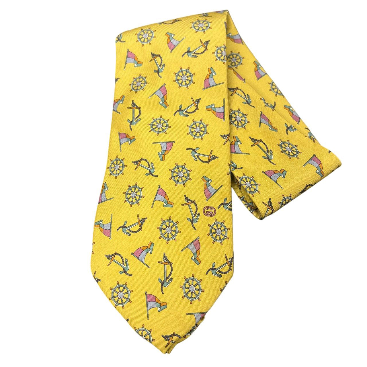 GUCCI tie, yellow-toned, with tag