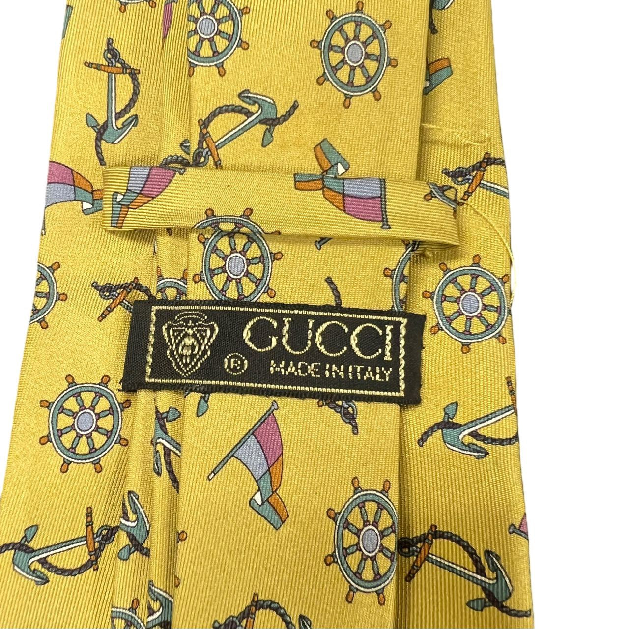 GUCCI tie, yellow-toned, with tag
