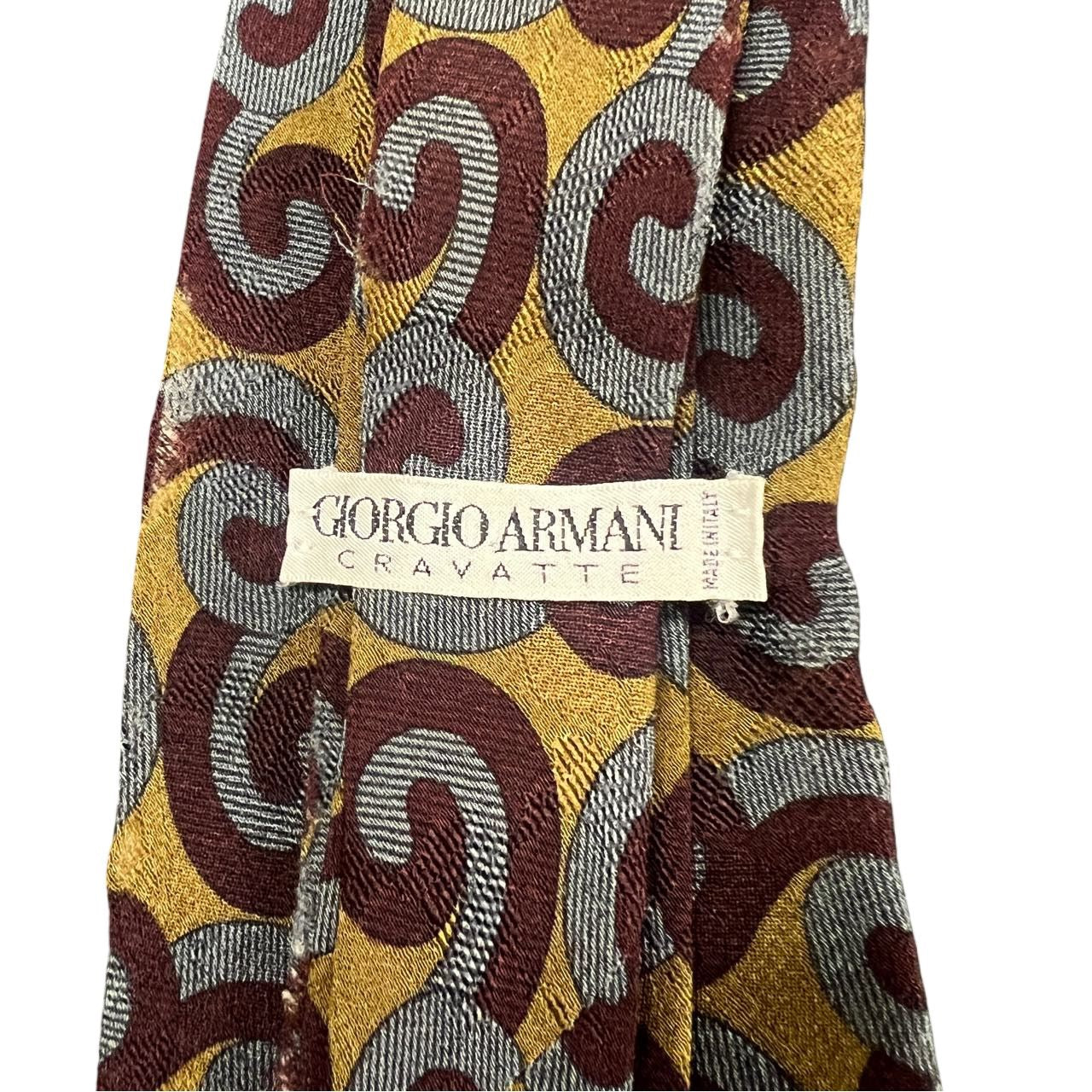 GIORGIO ARMANI tie, brown-toned, with tag