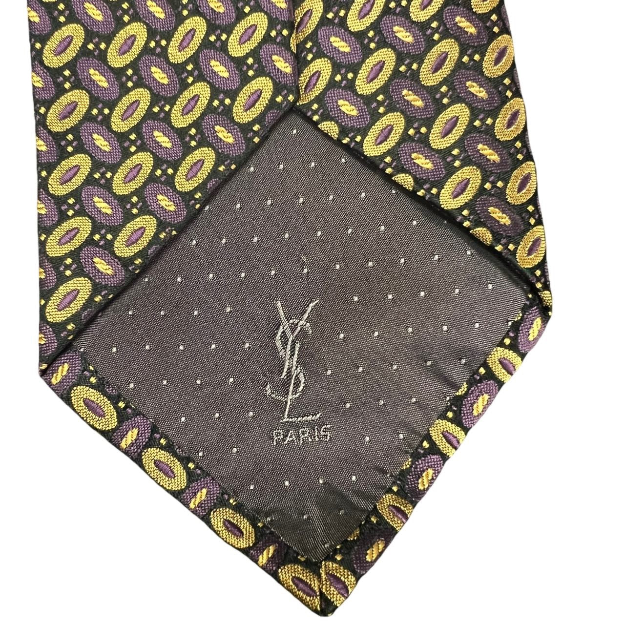 YSL tie, gold and purple, with tag