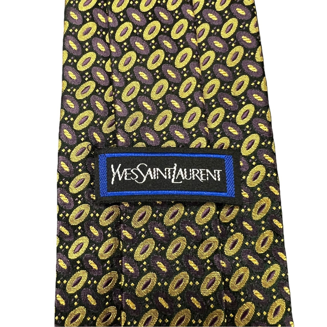 YSL tie, gold and purple, with tag
