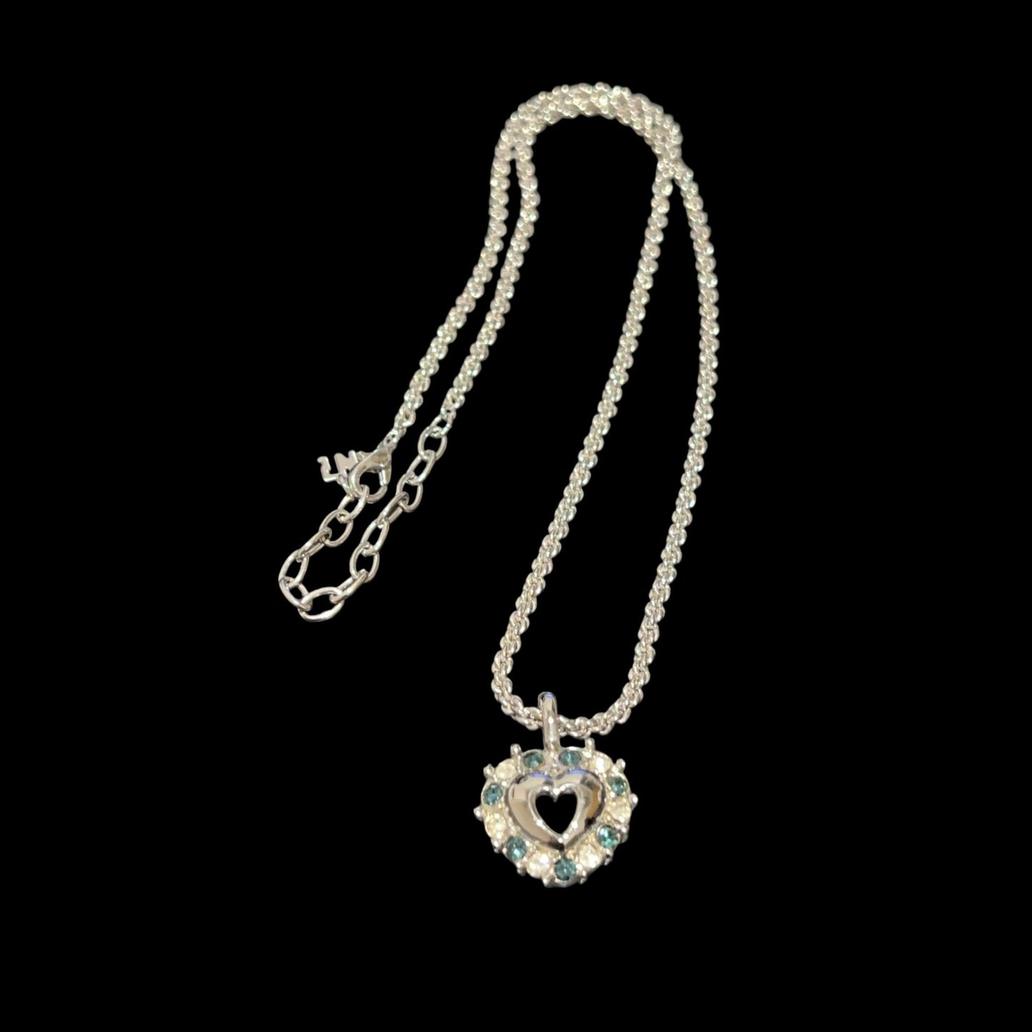 NINA RICCI necklace, silver hardware, heart-shaped