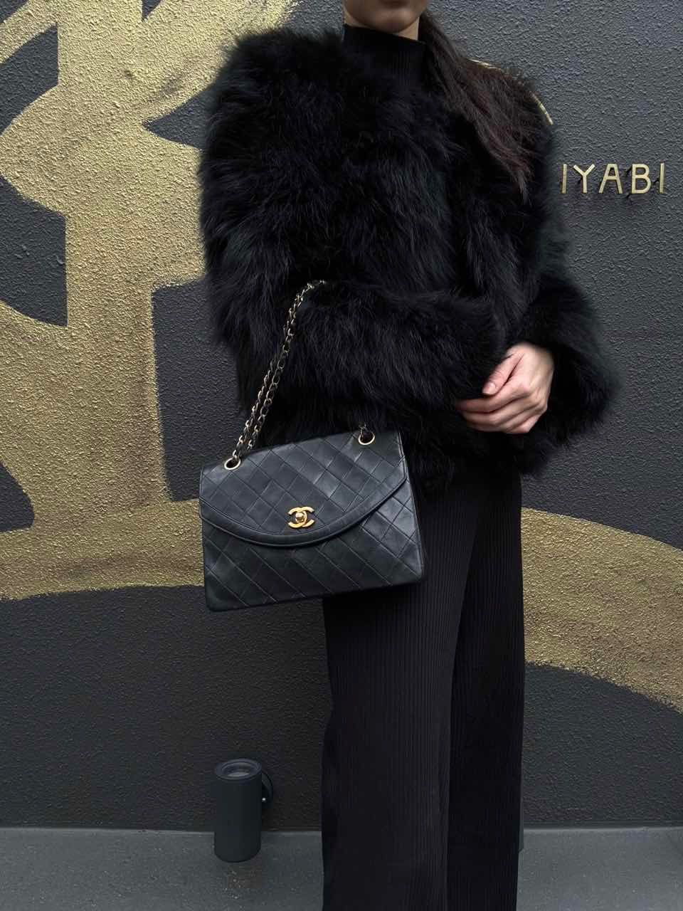 CHANEL Classic Flap Matelasse Shoulder Bag, Black Lambskin, Gold-Tone Hardware