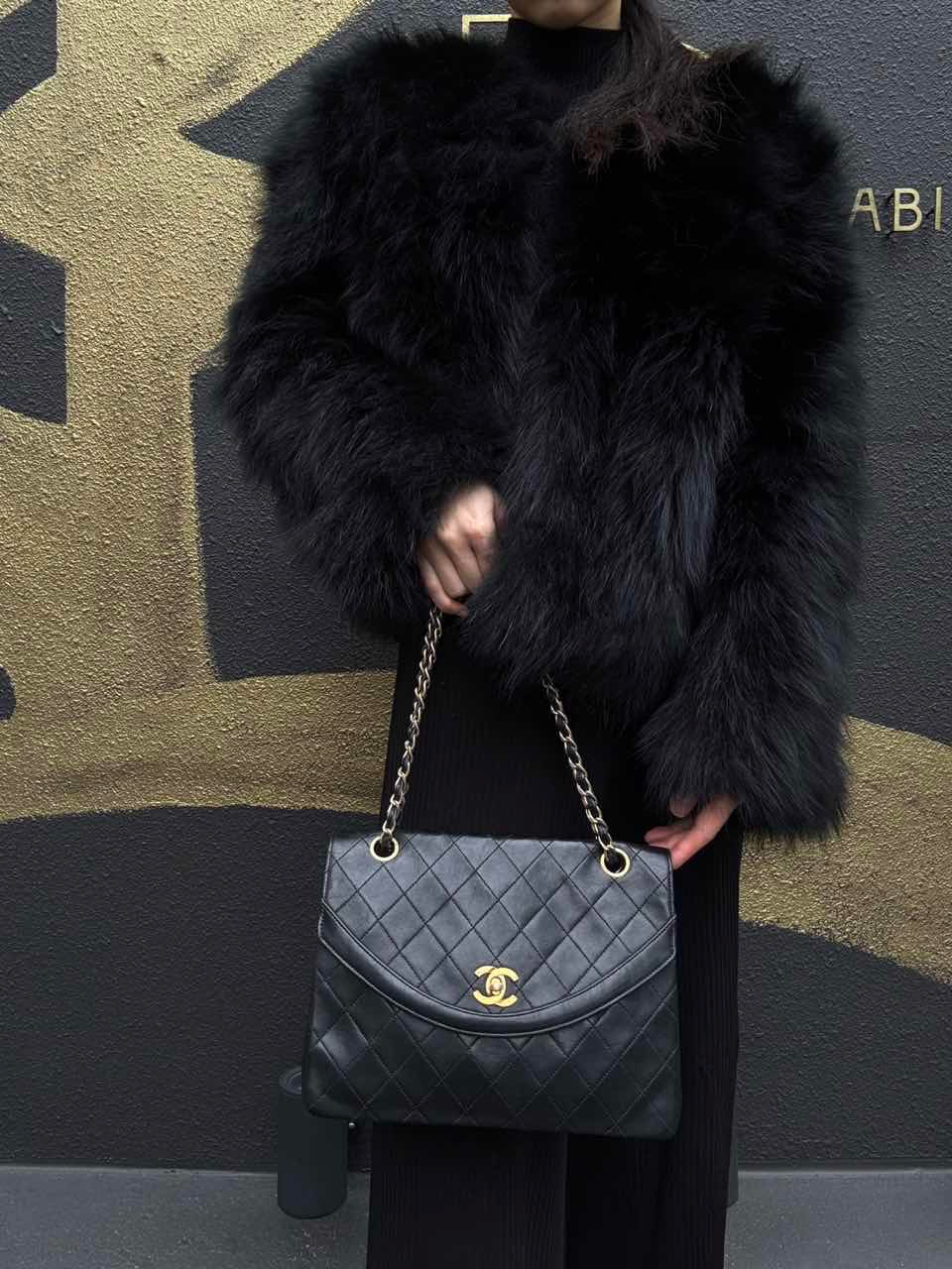 CHANEL Classic Flap Matelasse Shoulder Bag, Black Lambskin, Gold-Tone Hardware
